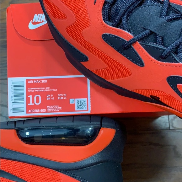 NIKE AIR MAX 200 Habanero Red/Oil Grey - Picture 15 of 16
